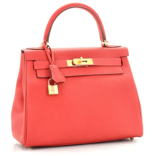 Hermes Kelly Handbag Rouge Casaque Togo with Gold Hardware 28